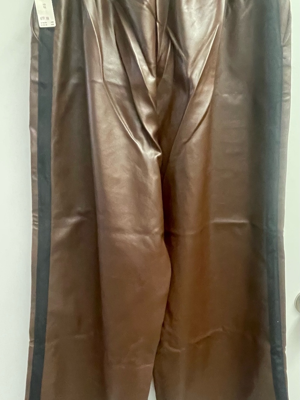 Maeve Wide Leg Faux Leather Pants in Chocolate Brown - Picture 9 of 10